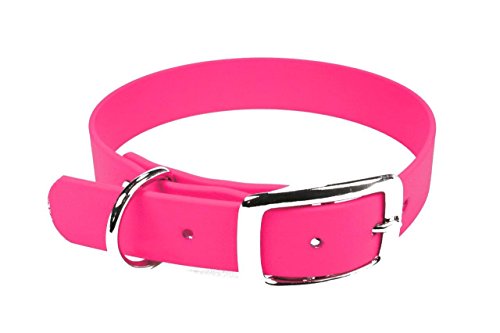LENNIE BioThane Halsband, Dornschnalle, 13 mm breit, Größe 20-24 cm, Neon-Pink, Aufdruck möglich von LENNIE