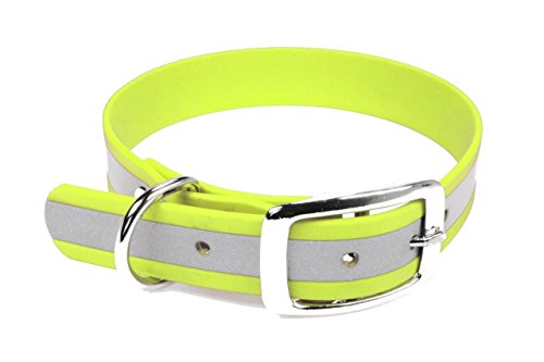 LENNIE BioThane Halsband, Dornschnalle, 19 mm breit, Größe 22-28 cm, Neon-Gelb-Reflex von LENNIE
