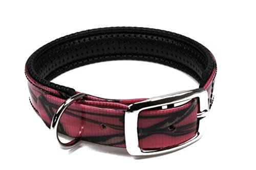 LENNIE BioThane Halsband, gepolstert, Dornschnalle, 25 mm breit, Größe 38-46 cm, Pink-Camouflage von LENNIE