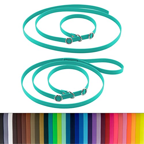 LENNIE BioThane Retrieverleine, 1,75m lang, Petrol/Teal, 16mm, 19mm, Handschlaufe, Stopperringe, Moxonleine von LENNIE