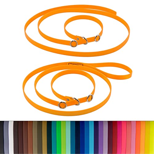 LENNIE BioThane Retrieverleine, 3m lang, Pastell-Orange, 16mm, 19mm, Handschlaufe, Stopperringe, Moxonleine von LENNIE