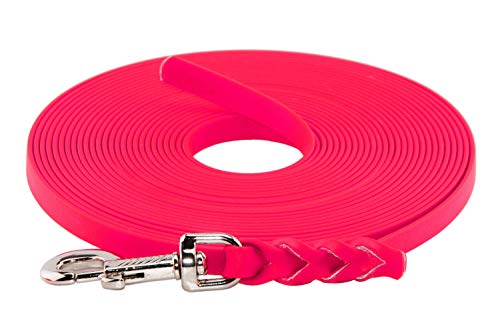 LENNIE BioThane Schleppleine, 13mm, Hunde 15-25kg, 7m lang, ohne Handschlaufe, Neon-Pink, geflochten von LENNIE