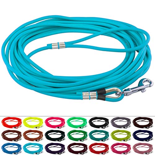 LENNIE Runde BioThane Schleppleine für Hunde von 15-25kg, Ø 6mm, 15m lang, mit Handschlaufe, Cyan/Türkis LENNIE Runde BioThane Schleppleine für Hunde von 15-25kg, Ø 6mm, 15m lang, mit Handschlaufe, Cyan/Türkis von LENNIE