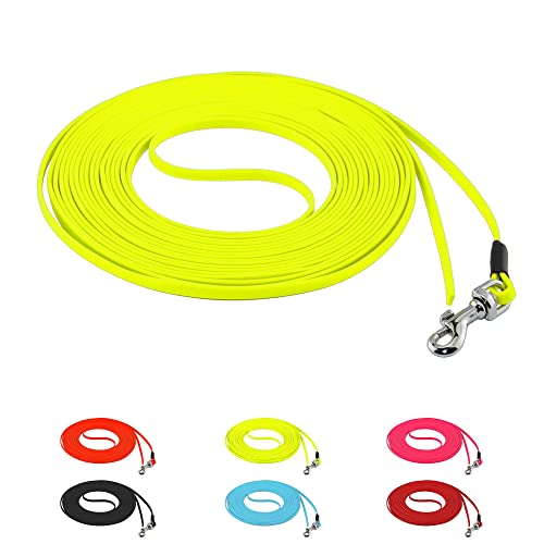 LENNIE Ultraleichte BioThane Schleppleine für Hunde/Katzen bis 3 kg, 5 mm LACE, 2m lang, ohne Handschlaufe, Neon-Gelb, genäht von LENNIE