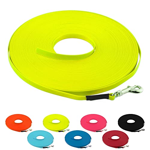 LENNIE Ultraleichte BioThane Schleppleine für Hunde bis 5kg, 3m lang, ohne Handschlaufe, Neon-Gelb, genäht, 9 mm LENNIE Ultraleichte BioThane Schleppleine für Hunde bis 5kg, 3m lang, ohne Handschlaufe, Neon-Gelb, genäht, 9 mm von LENNIE