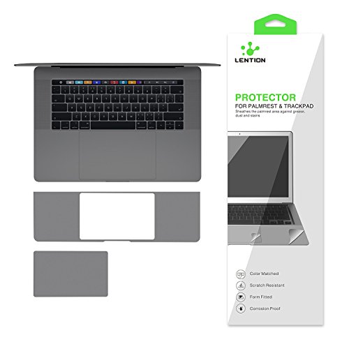 LENTION Handballenauflage für MacBook Pro (15 Zoll, 2016 2017 2018 2019) mit Thunderbolt 3 Ports, schützender Vinyl-Aufkleber mit Trackpad-Schutz (Space Gray) von LENTION