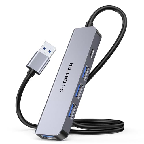 LENTION USB 3.0 Hub für Laptop mit 0.6m langes Kabel, MultiPort Adapter, USB Hub mit schnelle Datenübertragung USB Verteiler Kompatibel mit Windows PC, MacBooks, Weitere mit USB-A 3,0 Anschluss LENTION USB 3.0 Hub für Laptop mit 0.6m langes Kabel, MultiPort Adapter, USB Hub mit schnelle Datenübertragung USB Verteiler Kompatibel mit Windows PC, MacBooks, Weitere mit USB-A 3,0 Anschluss von LENTION