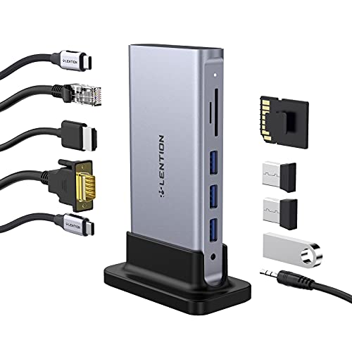 LENTION USB C Docking Station mit 4K HDMI & VGA SST Display, Gigabit-Ethernet, SD Kartenleser, AUX, 3X USB 3.0, 100W Netzteil, USB C Hub MacBook Pro 2023 2022-2016, Neues Mac Air/iPad Pro/Surface LENTION USB C Docking Station mit 4K HDMI & VGA SST Display, Gigabit-Ethernet, SD Kartenleser, AUX, 3X USB 3.0, 100W Netzteil, USB C Hub MacBook Pro 2023 2022-2016, Neues Mac Air/iPad Pro/Surface von LENTION