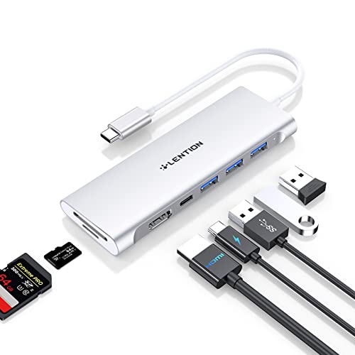 LENTION USB C Hub mit 4K HDMI, USB 3.0, SD&TF Kartenleser, 100W Aufladung, Typ C Adapter kompatibel 2024-2016 MacBook Pro/Air 13/14/15/16, New Mac Air/Surface, Chromebook,Thunderbolt 3/4 von LENTION