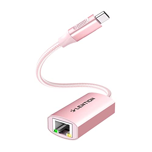 LENTION USB C auf Gigabit Ethernet Adapter, 1000M RJ45 LAN Netzwerkadapter Kompatibel mit 2020-2016 MacBook Pro 13/15/16, Neues iPad Pro/Mac Air/Surface, Chromebook, Mehr (Roségold) von LENTION