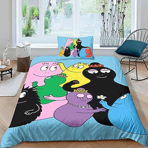 LENTLY Barbapapa Bettwäsche Bettbezug-Set Mikrofaser, Bettbezug Reißverschluss Und Kissenbezug Für Schlafzimmer, Weiche Bequemer Single（135x200cm） von LENTLY