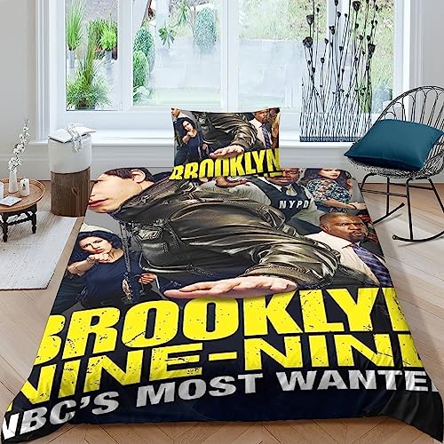 LENTLY Brooklyn Nine-Nine Posters Bettwäsche Bettbezug Für 3D Microfaser Bettwäsche Set Kinder Erwachsene,Mit Reißverschluss Und Kissenbezug Single（135x200cm） von LENTLY