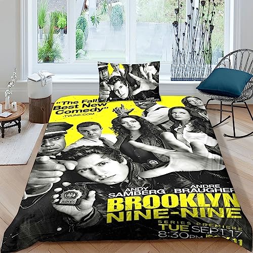 LENTLY Brooklyn Nine-Nine Posters Bettwäsche 3er Set Mit 3D Bettwäsche-Sets Mikrofaser Bettbezüge, Kinder Bettbezug Set Mit Kissenbezug Single（135x200cm） von LENTLY