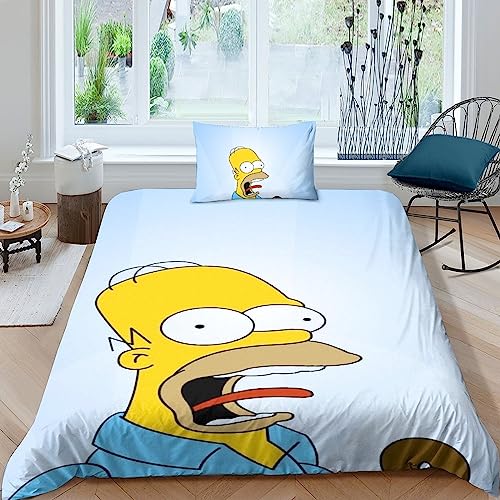 LENTLY Die Simpsons 3D Bettbezug Set Mit Kissenbezug, Bettwäsche Set, Modisch Bettbezüge Mikrofaser Bettbezug Mit Reißverschluss Single（135x200cm） von LENTLY