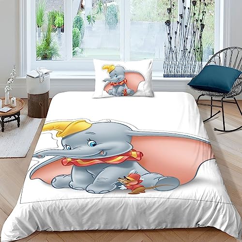 LENTLY Dumbo Bettbezug-Set Weiches Mikrofaser-Bettwäsche-Set Für Erwachsene Teenager Kinder 2 Stück Mit Reißverschluss Für Heimtextilien Single（135x200cm） von LENTLY