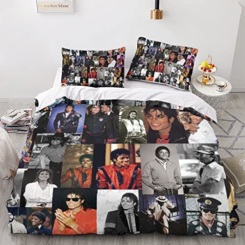 LENTLY Michael Jackson 3D Print Kinder Betten Set Bettwäsche Set,Microfaser Bettbezüge, Himmlische Qualität Bettbezug Mit Kissenbezug Teilig King（220x240cm） von LENTLY