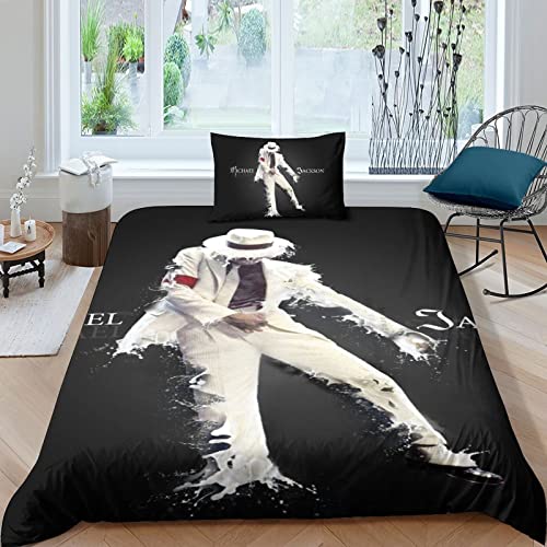 LENTLY Michael Jackson Betten Set Für Kinder Erwachsene Mädchen Bettbezug Set Bettwäsche Set Für Schlafzimmer, Weiche Bequemer Single（135x200cm） von LENTLY