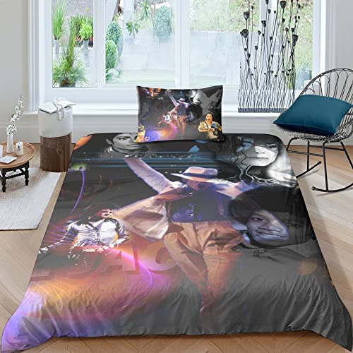 LENTLY Michael Jackson Bettwäsche Set Bettbezug 3D Bedruckte Betten Für Kinder Jungen Mädchen Thema Raumdekor Für Schlafzimmer, Weiche Bequemer Single（135x200cm） von LENTLY