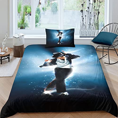 LENTLY Michael Jackson Kinder Bettwäsche Print Mikrofaser Bettbezug Mit Kopfkissenbezug, Jungen Teens Bettwäsche Set Kinder Erwachsene, Weich Haltbar Atmungsaktive Single（135x200cm） von LENTLY