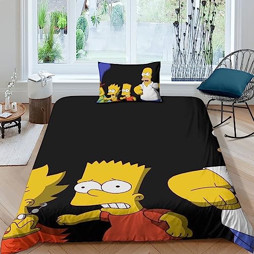 LENTLY The Simpsons Bettwäsche Set Bettbezug Set Atmungsaktive Mikrofaser Bettwäsche Für Schlafzimmer, Weiche Bequemer Single（135x200cm） von LENTLY