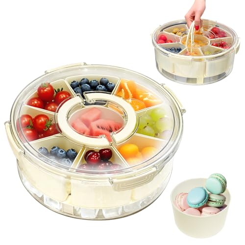 LENWISYF Snackbox Mit 9 Fächern Rund Kinder,Mit Eisvorratsschale PP Tragbar Auslaufsicherer,Snackteller Mit Deckel Brotdose Mit Fächern für Party Picknick Trips Süßigkeiten Nüsse Obst LENWISYF Snackbox Mit 9 Fächern Rund Kinder,Mit Eisvorratsschale PP Tragbar Auslaufsicherer,Snackteller Mit Deckel Brotdose Mit Fächern für Party Picknick Trips Süßigkeiten Nüsse Obst von LENWISYF