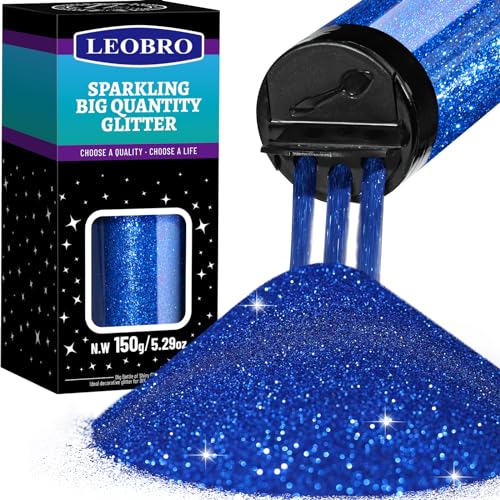 LEOBRO Königsblauer Glitter - Feiner Glitzer, 150g Bastelglitter für Harz, Nagelglitter für Makeup & Body, Epoxy Tumblers von LEOBRO