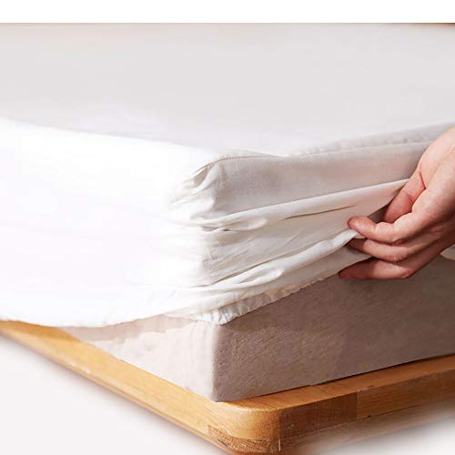 LEOCLOTHO Matratzenschoner 100 x 200cm Wasserdichter-Atmungsaktive Baumwolle Matratzenschutz-Anti-Allergie Weiß Matratzenbezug Ohne Kissenbezug von LEOCLOTHO