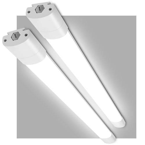 LEOEU 2 Stück Feuchtraumleuchte LED 90CM, 30W 3300LM LED Röhre, IP65 Wasserfest Feuchtraumlampe, Deckenleuchte LED Röhre Als Bürodeckenleuchte von LEOEU