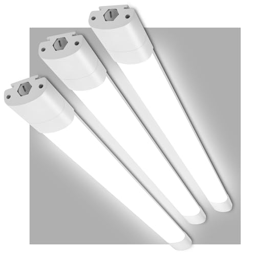 LEOEU 3 Stück Feuchtraumleuchte LED 150cm, 45W 5000LM Röhre Deckenleuchte, IP65 Wasserfest LED Kellerlampe Werkstattlampe, Deckenlamp Als Garagenlampe von LEOEU