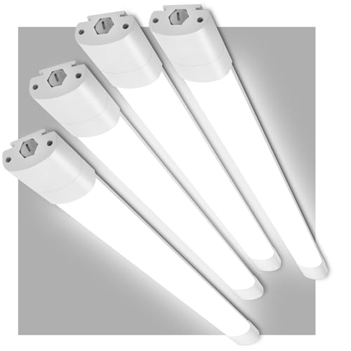 LEOEU 4 Stück Feuchtraumleuchte LED 60CM, 20W 2000LM Deckenleuchte LED Röhre, Flimmerfrei IP65 Wasserdichte LED Feuchtraumleuchte 60CM Als Kellerleuchte von LEOEU