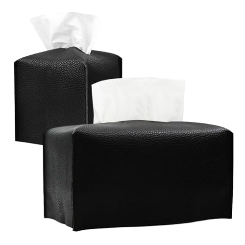 LEOEZYA 2 Stück Taschentücher Box Schwarz,wasserdichte Taschentuchbox aus PU-Leder,Kosmetiktücher Box mit Spender,Taschentuchbox quadratisch für Zuhause,Hotel,Esszimmer,Auto,Büro,Badezimmer LEOEZYA 2 Stück Taschentücher Box Schwarz,wasserdichte Taschentuchbox aus PU-Leder,Kosmetiktücher Box mit Spender,Taschentuchbox quadratisch für Zuhause,Hotel,Esszimmer,Auto,Büro,Badezimmer von LEOEZYA