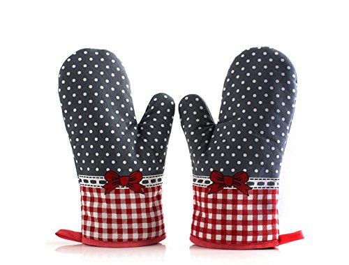 Grillhandschuhe feuerfest, Baumwolle-Topfhalter Topfhandschuhe zum Schutz der Hände Einheitsgröße im 2er-Set 28cm Grillhandschuhe feuerfest, Baumwolle-Topfhalter Topfhandschuhe zum Schutz der Hände Einheitsgröße im 2er-Set 28cm von LEOFANS