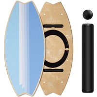 Leogreen Balance Board aus Holz in Surfboard, 7 Schwierigkeitsstufen, bis 160 kg belastbar mit Verstellbaren Stoppern, Roller, Hellblau von LEOGREEN