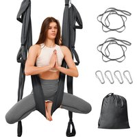 Leogreen - Yoga Hängematte, Aerial Yoga Schaukel, Anti-Schwerkraft Yoga Pilates, mit 6 Griffen, Nylon-TAFT, bis 300 kg belastbar, Dunkelgrau von LEOGREEN