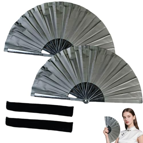 2 Stück Faltbare Fächer, Fecher Sommer Hochzeit Chinesische Fächer zusammenklappbar Faltbarer Seidenfächer Groß Chinesischer Handfächer Schwarz Set 33cm/63cm Dekofächer 2 Stück Faltbare Fächer, Fecher Sommer Hochzeit Chinesische Fächer zusammenklappbar Faltbarer Seidenfächer Groß Chinesischer Handfächer Schwarz Set 33cm/63cm Dekofächer von LEOINAER
