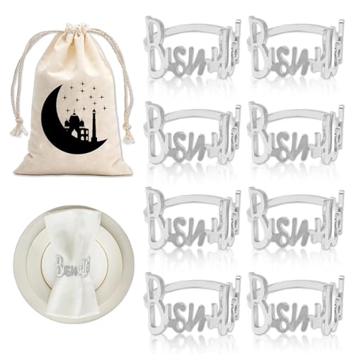 Bismillah Buchstaben Metall Serviettenring Set – 6 Stück – Hochwertige Metall Serviettenringe für Tischdekoration, geeignet für Hochzeiten, Partys, Ramadan, Bankette Bismillah Buchstaben Metall Serviettenring Set – 6 Stück – Hochwertige Metall Serviettenringe für Tischdekoration, geeignet für Hochzeiten, Partys, Ramadan, Bankette von LEOINAER