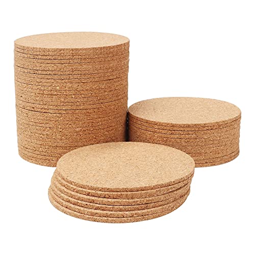 Korkuntersetzer Rund Set 50 Stück 10cm Durchmesser 2mm Dicke Wiederverwendbar rutschfest Saugfähig für Zuhause Büro Gastronomie von LEOINAER