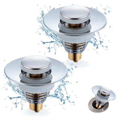 Upgraded Bathroom Sink Plug, Universal Pop Up Bidet Plug, Universelle Pop-up Spülbeckenstöpsel mit Abflusssieb 2 Stück aus Edelstahl Hochwertig Anti-Verstopfung Einfacher Einbau Upgraded Bathroom Sink Plug, Universal Pop Up Bidet Plug, Universelle Pop-up Spülbeckenstöpsel mit Abflusssieb 2 Stück aus Edelstahl Hochwertig Anti-Verstopfung Einfacher Einbau von LEOINAER