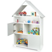 Bücherregal für Kinder - kleine hütte - Holzregal mit 6 Zwischenwand, Kinderregal in Weiß und Grau für Kinderzimmer von LEOMARK