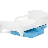 Smart Kinderbett aus Holz - white - Einzelbett mit Schubladen und Matratze (140/70 cm) von LEOMARK