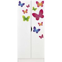 Leomark - Weiß zweitüriger Kleiderschrank - Roma - Möbel für Kinder, Thema: Schmetterlinge von LEOMARK