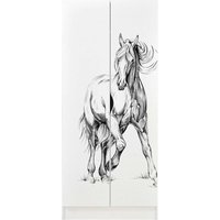Leomark - Weiß zweitüriger Kleiderschrank - Roma - Möbel für Kinder, UV-Druck: Pferd im Galopp von LEOMARK