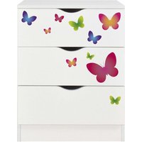 Weiße Kommode mit Schubladen - roma - Möbel für Kinderzimmer, Thema: Schmetterlinge von LEOMARK