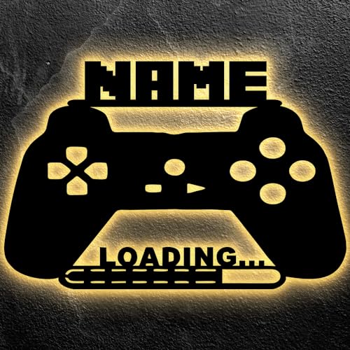 Gamer Geschenkidee personalisiert Mit Name Zimmer Beleuchtung Wand Lampe - Gaming Zone LOADING ... Led Schild - Zimmer Deko - Besondere Geschenke für Videospiel Fans - Jungs Männer Freund von LEON FOLIEN