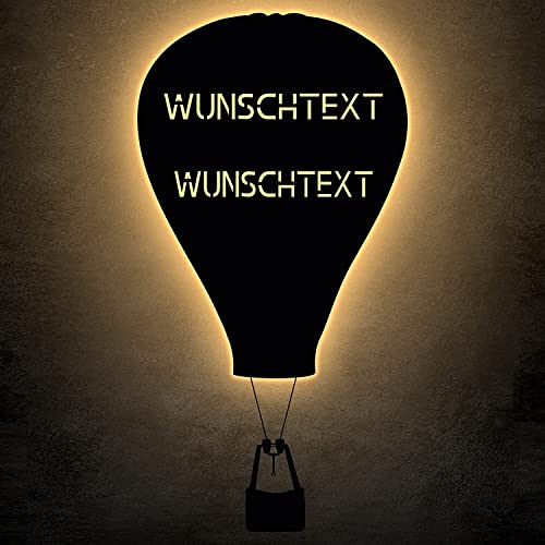 Heißluftballon personalisiert mit Wunschtext Led Deko Schlummerlicht Nachtlicht Lasergravur Geschenk für Kind Kinderzimmer LOVE von LEON FOLIEN