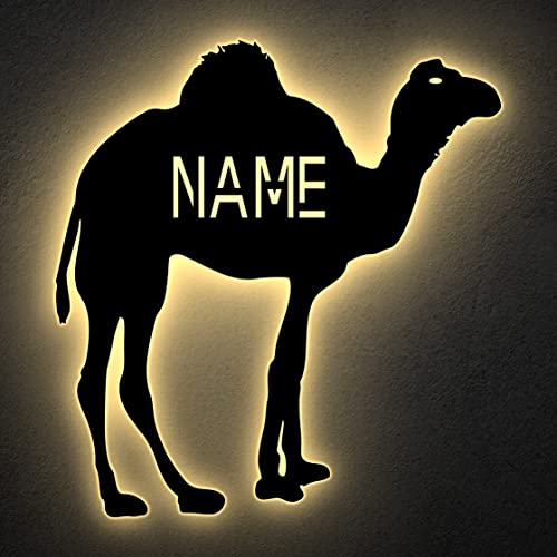 Kamel LED Deko Schlummerlicht Nachtlicht Spielzeug Tier ,personalisiert mit Wunsch Namen Lasergravur Abendlicht Schlafzimmer Wohnzimmer Geschenk von LEON FOLIEN