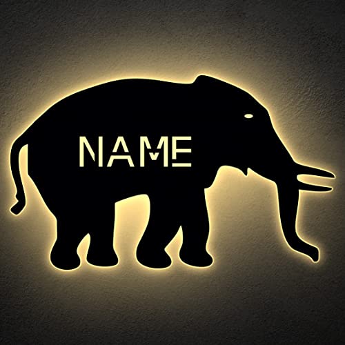 Elefant LED Deko Schlummerlicht Nachtlicht Spielzeug Tier personalisiert mit Wunsch Namen Lasergravur Abendlicht Schlafzimmer Wohnzimmer Geschenk von LEON FOLIEN