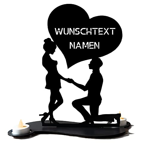 LED Teelichtern I Love You mit Wunschnamen personalisiert zum Geschenk, individuelles für Sie und Ihn Tischdeko - Herz zum Jahrestag Hochzeit von LEON FOLIEN