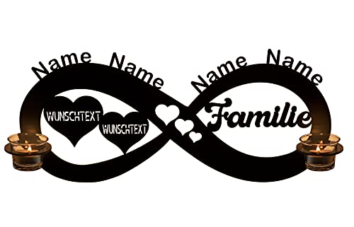 Teelichthalter Familie - personalisiert mit Namen - Unendlichkeitszeichen Liebesbeweise Family - Mama - Papa - Wohnaccessoires - Deko - Kerzen - Kerzenhalter - Kerzenhalter - Teelichthalter von LEON FOLIEN