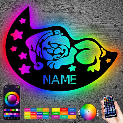 LEON - FOLIEN Teddy Bär RGB Farbwechsel - Kinderlampe für Kinderzimmer - Mit 16 LED Farben USB App Bedienung/Musikgesteuert - personalisiert mit Wunschnamen - für Junge Mädchen von LEON - FOLIEN